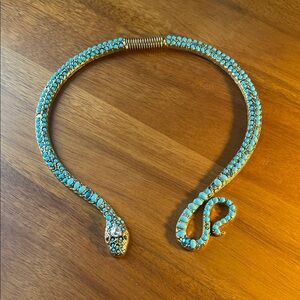 Turquoise and Gold Snake Choker Necklace
